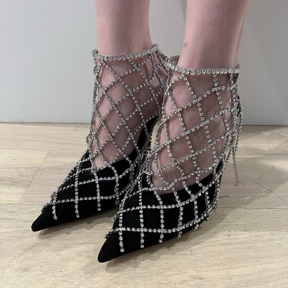 JIMMY CHOO Scotty Suede Pumps With Crystal Chains - Picture 10 of 10